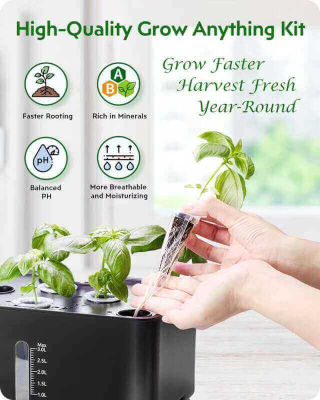 GardenCube 166pcs Hydroponic Pods Kit: Grow Anything Kit with 40 Grow Sponges, 40 Grow Baskets, 40 Grow Domes, 40 Pod Labels, 6 AB Plant Food - Compatible with Hydroponics Supplies from All Brands