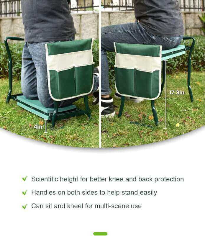 KVR Upgraded Garden Kneeler and Seat with Thicken  Widen Soft Kneeling Pad,Heavy Duty Foldable Gardener Stool with 2 Tool Pouches,Gardening Gifts for Women Mom Men Seniors¡­…