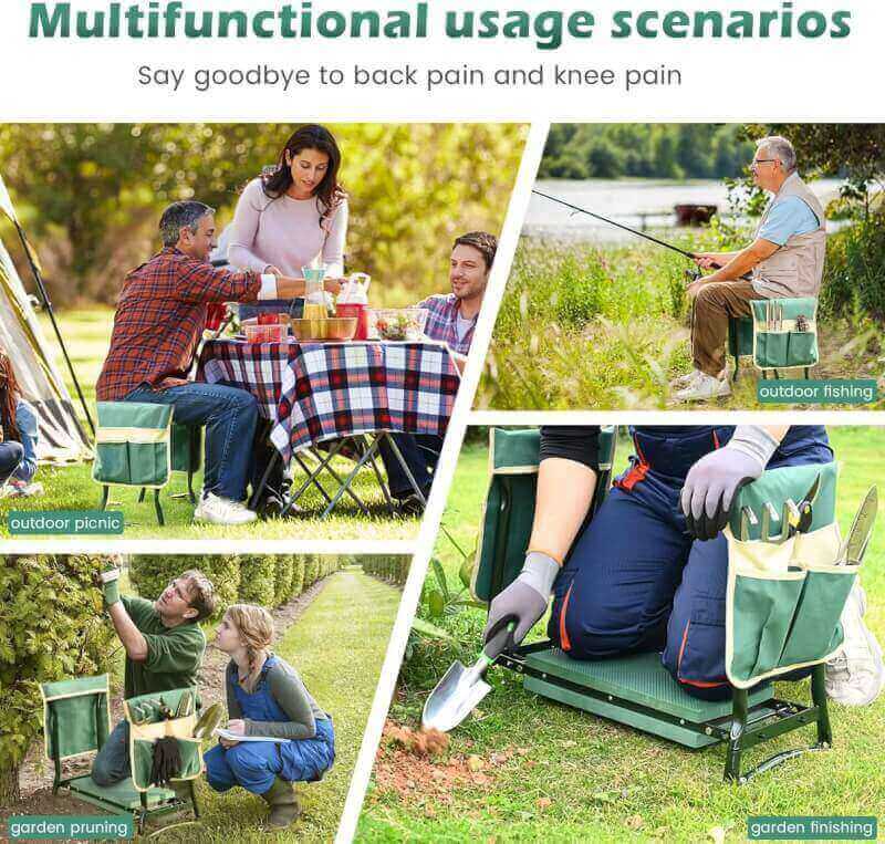 KVR Upgraded Garden Kneeler and Seat with Thicken  Widen Soft Kneeling Pad,Heavy Duty Foldable Gardener Stool with 2 Tool Pouches,Gardening Gifts for Women Mom Men Seniors¡­…