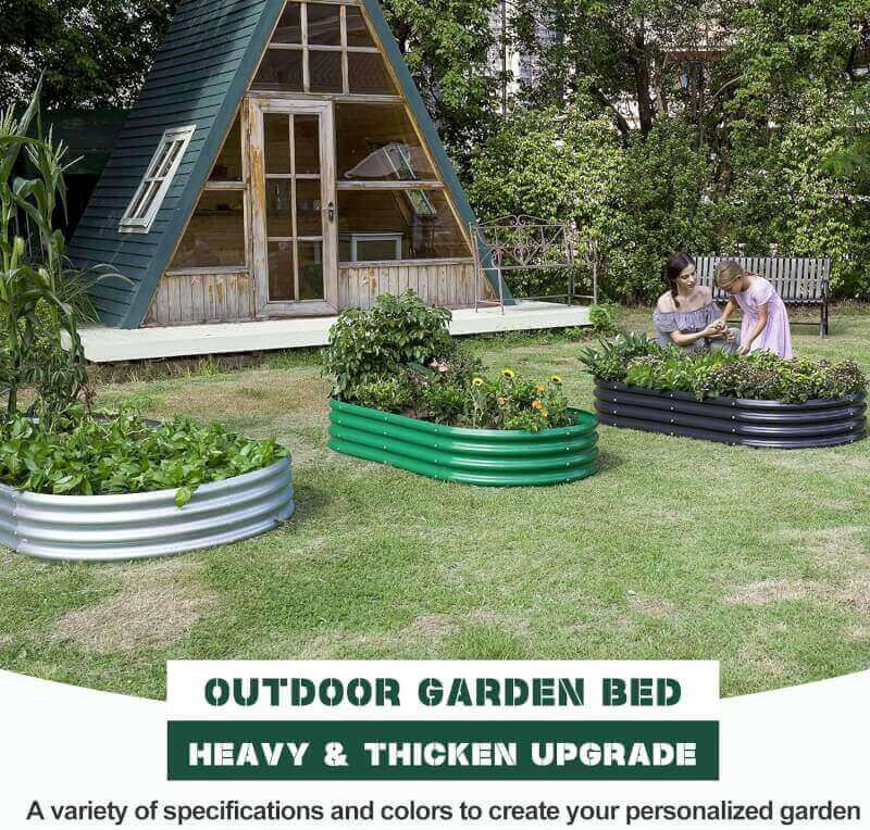 Land Guard Galvanized Raised Garden Bed Kit, Galvanized Planter Garden Boxes Outdoor, Oval Large Metal for Vegetables………