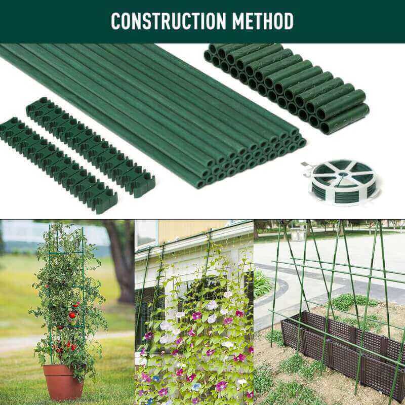 MAXPACE 40pcs Garden Stakes, 17 Each, DIY 4ft 5ft 6ft 7ft Sturdy Fiberglass Plant Sticks Stakes Supports for Tomato Vegetables, Gardening Supplies