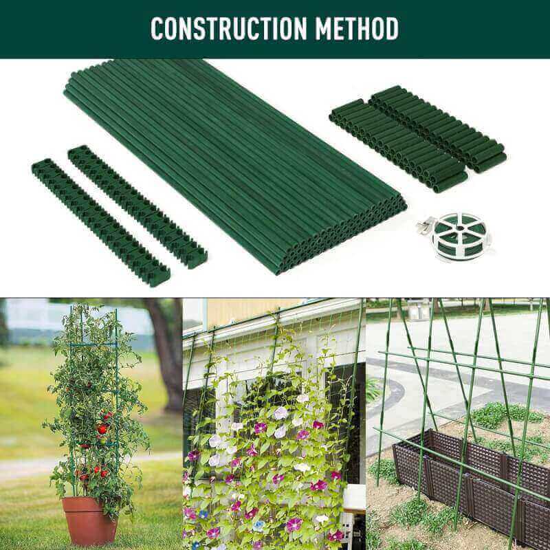 MAXPACE 40pcs Garden Stakes, 17 Each, DIY 4ft 5ft 6ft 7ft Sturdy Fiberglass Plant Sticks Stakes Supports for Tomato Vegetables, Gardening Supplies