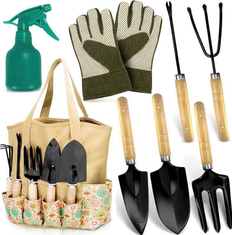 Scuddles Gardening Tools Gardening Gifts for Women 8 Piece Garden Tools Gardening Gifts for for Women Gardening Kit Includes Garden Shovel Hand Shovel and All Other Gardening Hand Tools
