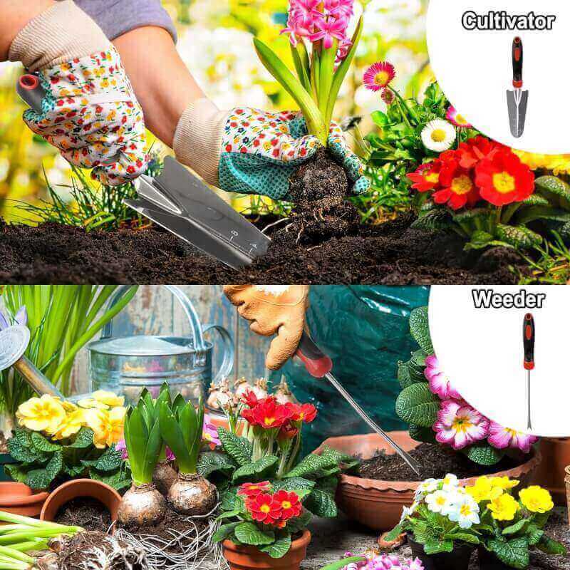 Whonline Gardening Tools Set, 87Pcs Heavy Duty Garden Tool Kit, Succulent Tools Set and Durable Storage Tote Bag Included, Plant Tools Gifts for Men Women