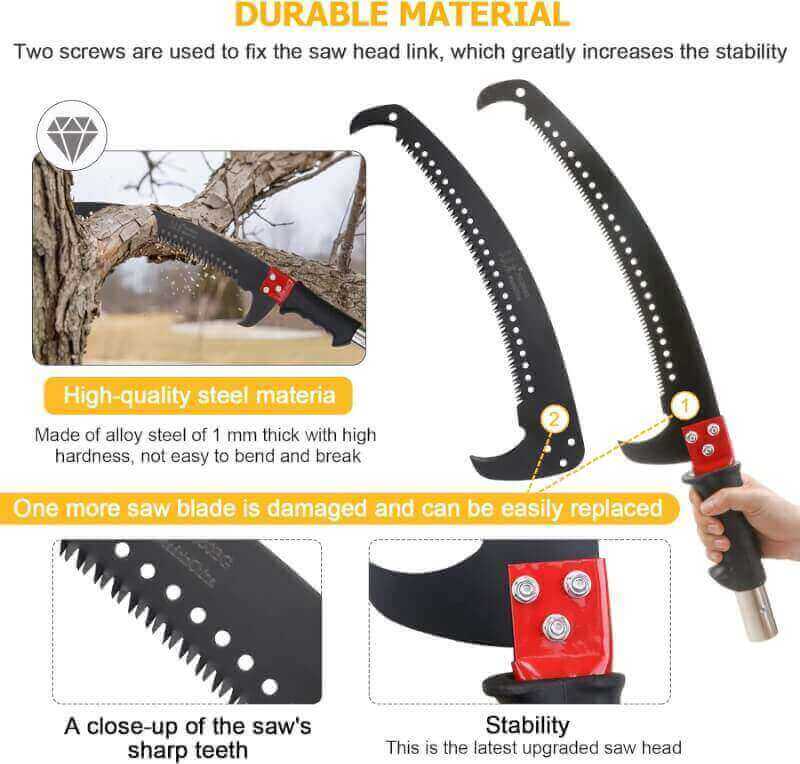 26 Feet Tree Pole Pruner Manual Branches Trimmer Tree Branch Garden Tools Loppers Hand Pole Saws Extendable Height