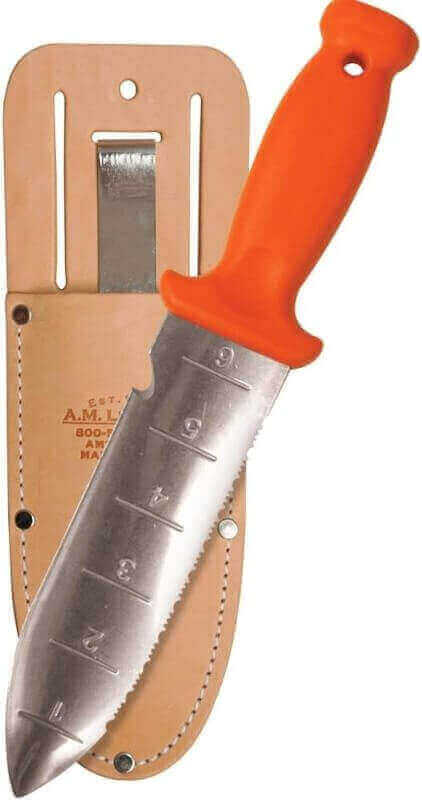 A.M. Leonard Deluxe Soil Knife  Leather Sheath Combo – Hori Hori w/ 6-Inch Stainless Steel Blade