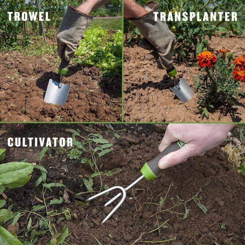 AMES 24451009 6-pc. Ergo Gel Grip Garden Tool Set with Hand Trowel, Weeder, Rake, Transplanter, Scoop  Cultivator