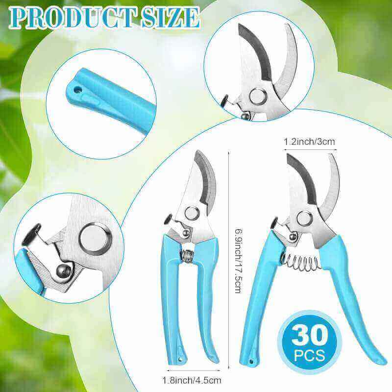 Chumia 30 Pcs Garden Flower Shears Pruning Scissors Heavy Duty Plant Scissors Trimming Garden Clippers Hand Tree Pruner for Yard Gardening Plants Hedge Flower Tree Cutting Secateurs (Blue,Bypass)