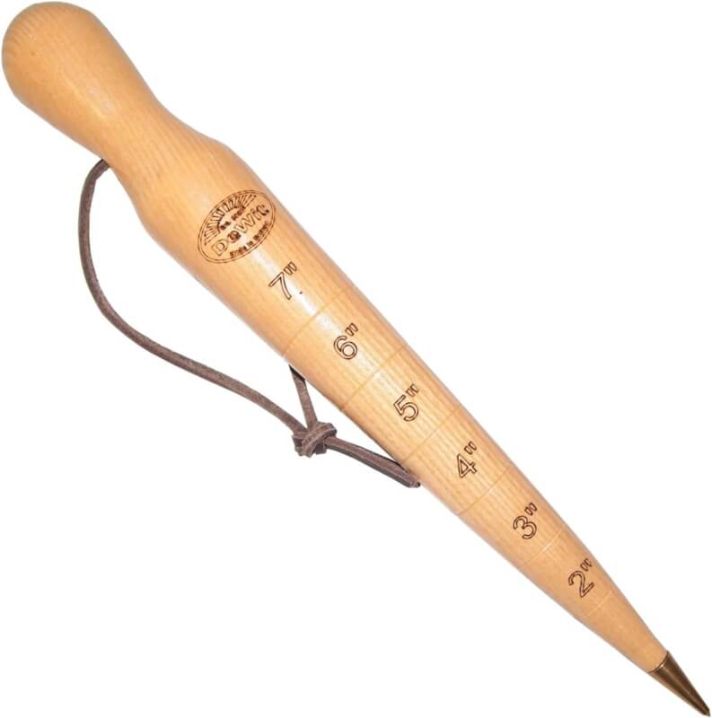 DeWit Wooden Dibber with Depth Measurements and Brass Tip, Simple Garden Tool Hand Dibber to Efficiently Plant Seeds, Bulbs, and Seedlings (12”)