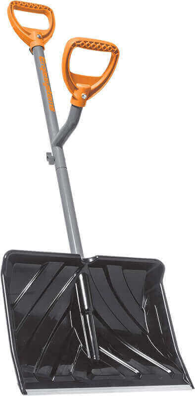 ErgieShovel ERG-CLTV45 w/54, 5-in-1 Impact Resistant Garden Soil Cultivator w/ 5-in-1 Piece Forged Steel Head, 4-Tine, 54-Inch Shaft, w/Patented Ergonomic Second Handle, Gray/Orange