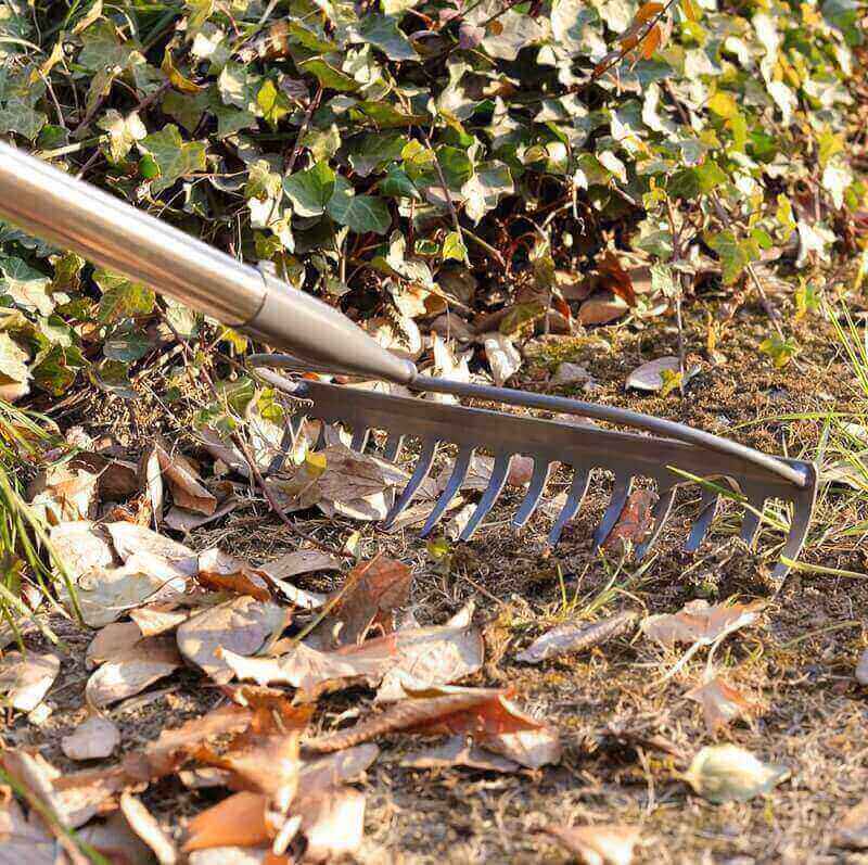 Garden Rake, 5 FT Metal Rake for Lawns - Level Head Rake with Stainless Steel Handle for Loosening Soil