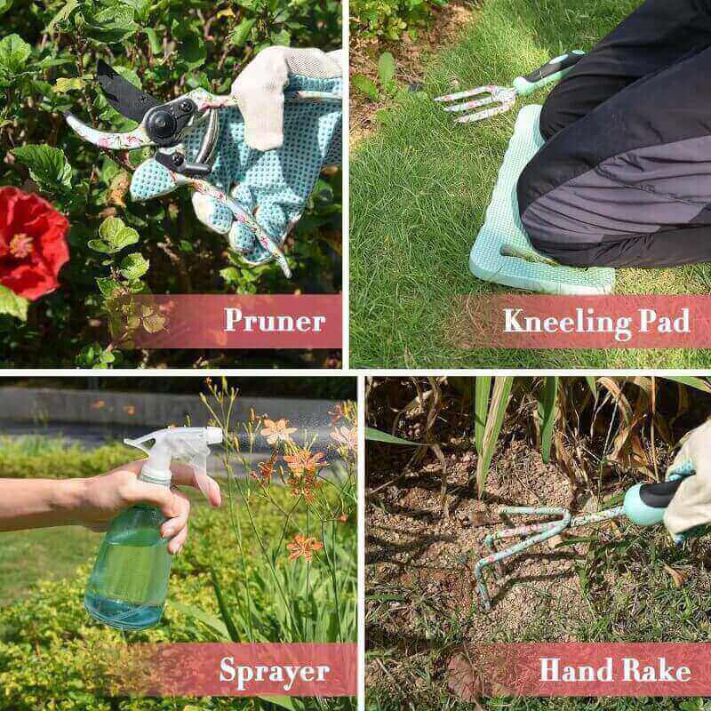 Garden Tools Set, Carsolt 11 Pcs Heavy Duty Floral Gardening Tools Kit with Non-Slip Rubber Handle, Special Gardening Gifts for Women Birthday Box