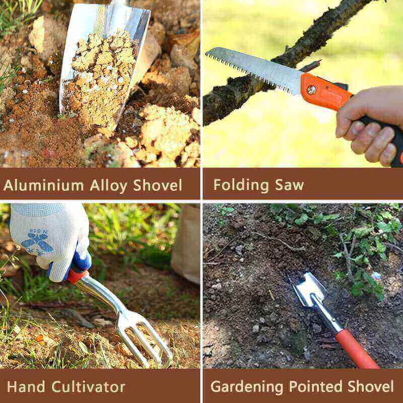 Gardening Tools Set of 10 Pieces, Garden Tools Set Bag, Waterproof Tool Bucket Ideal Gardening Hand Tools Set for Women Man