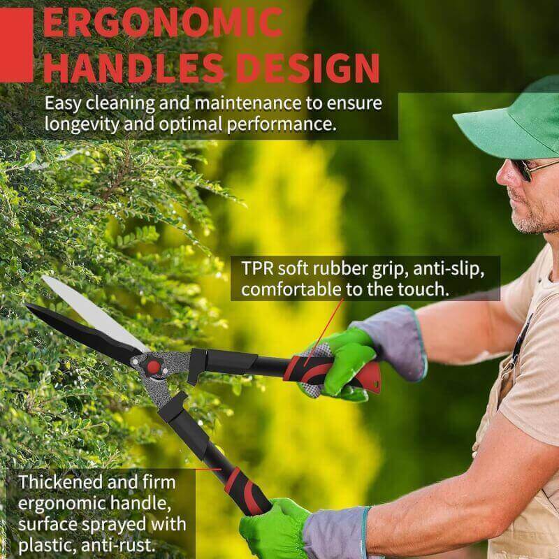 GARTOL Garden Hedge Shears  Clippers, Manual Hedge Trimmer with Comfort Grip Lightweight Handles, High Carbon Steel Bushes Cutter, Ideal for Trimming and Shaping Borders, Decorative Shrubs (23 Inch)