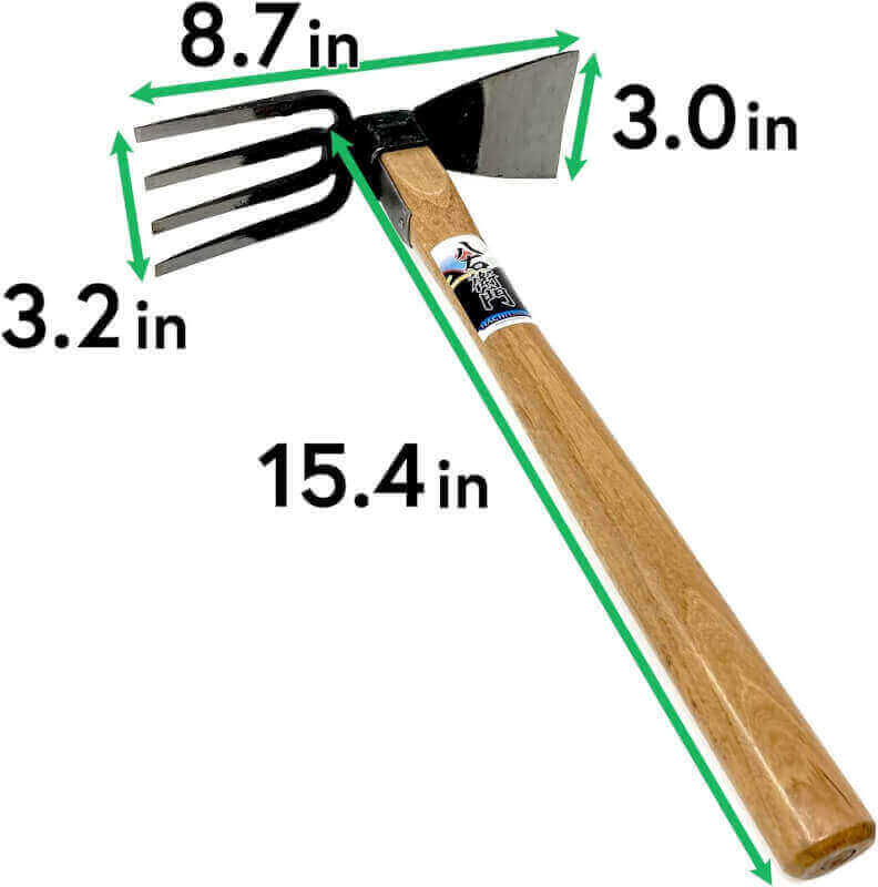 HACHIEMON Japanese Craftsmanship Garden Hand Tool Hoe and Cultivator Hand Tiller - Sturdy and Sharp