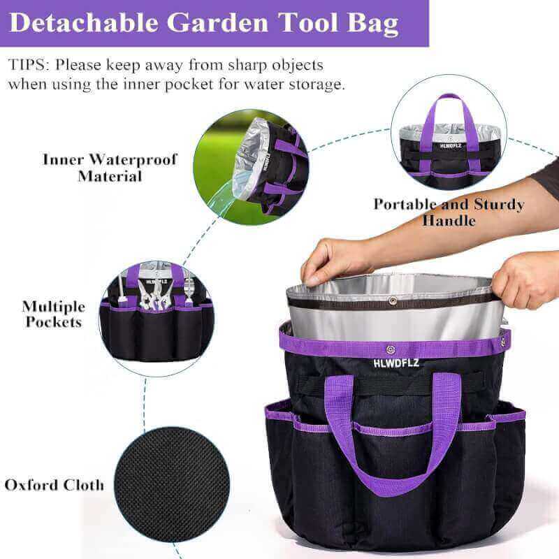 HLWDFLZ Purple Garden Tool Set Gardening Gifts for Women - 11PCS Heavy Duty Garden Tools with Detachable Storage Bag, Weeder, Dual-Purpose Hoe