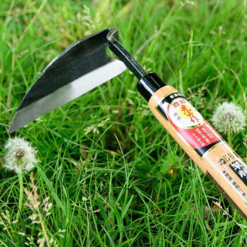 豊稔光山作 Japanese Gardening Tools Japanese Weeding Sickle 2 Pieces Set, Weeding Tools Gardening, Sickle Garden Tool, Hoe Garden Tool, Scythe Very Sharp Edge - Made in Japan