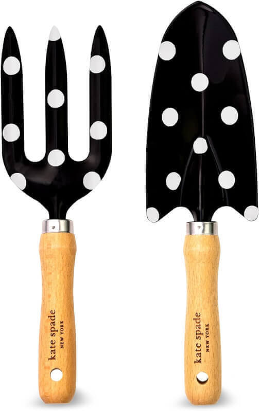 Kate Spade New York 2 Piece Gardening Hand Tools, Cute Garden Tool Set Includes Hand Rake and Trowel, Picture Dot