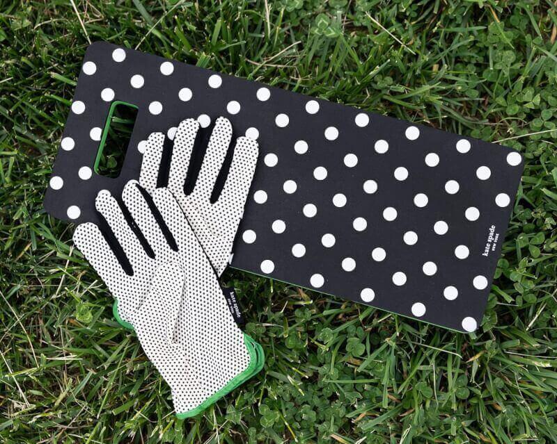 Kate Spade New York Garden Kneeler and Gardening Gloves for Women, Cute Garden Tool Set with Thick Kneeling Pad and Yard Gloves, Picture Dot