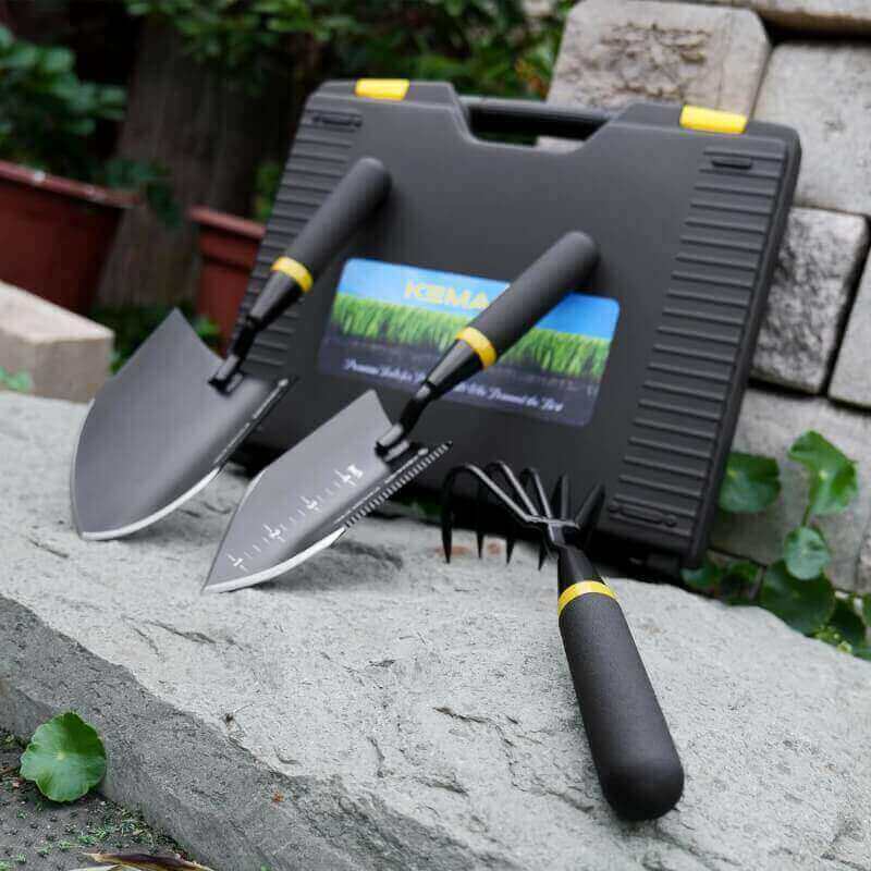 KEMAIER Heavy Duty Stainless Steel Garden Tool Set - Thoughtfully Crafted for Outdoor Patio Use, Ideal for Both Men and Women. Includes Gardening Trowel, Transplanting Shovel, and Hand Cultivators