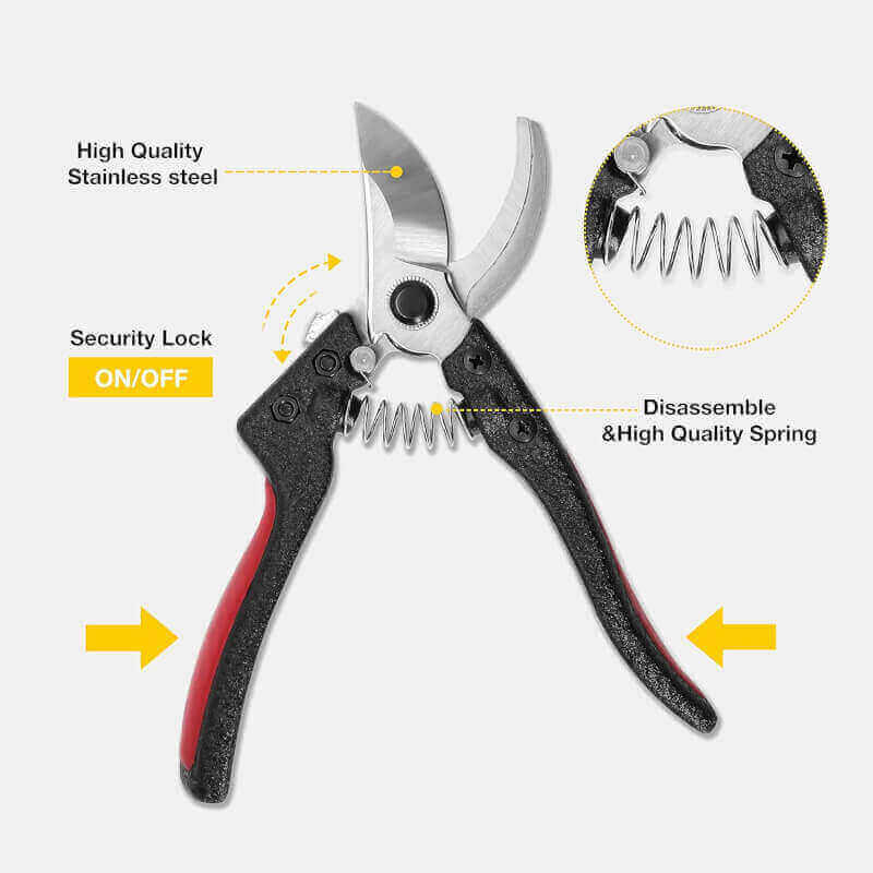 KOTTO Upgrade 4 Packs Pruner Shears Garden Cutter Clippers, Stainless Steel Sharp Pruner Secateurs, Professional Bypass Pruning Hand Tools Scissors Kit with Storage Bag