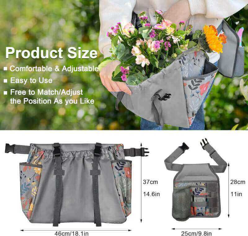 MDSTOP Garden Tool Belt Gardening Apron Set - Garden Apron W/Pockets Gardening Tool Pouch Garden Tool Organizer Belt