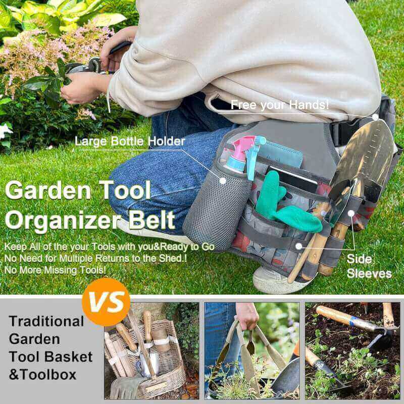 MDSTOP Garden Tool Belt Gardening Apron Set - Garden Apron W/Pockets Gardening Tool Pouch Garden Tool Organizer Belt