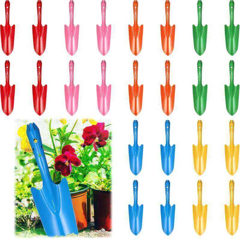Mini Colorful Metal Hand Shovel Digging Trowel Set Transplanting Garden Shovel for Flower Soil Planting Succulent Kids Teens Women Men Gift Indoor Outdoor, 6 Colors (12 Pcs, 11 x 3 Inch)
