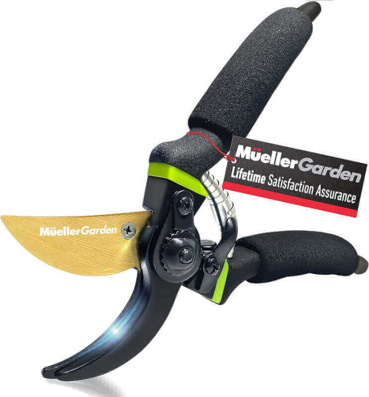 Mueller Soft Grip Garden Pruning Shears, Heavy Duty Pro Series Garden Clippers, Bypass Pruners, Durable Hardened Titanium Blades, 3/4 Cutting Diameter, Blade Lock