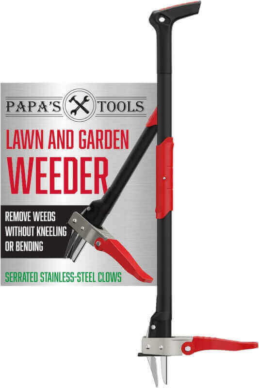 papas tools Heavy-Duty Stand-up Weeding Puller Tool - Garden Weed Remover Tool with 3-Claw Stainless Steel, Enjoy Yard Gardening with Effortless Uprooting Weeder with 39 Long Ergonomic Handle