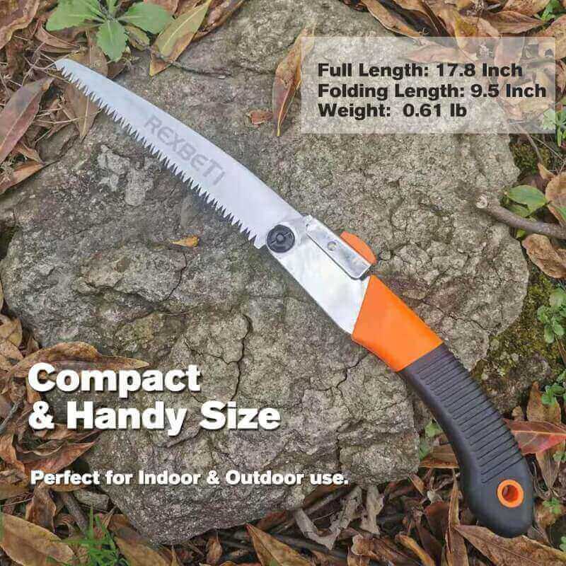 REXBETI Folding Saw, Extra Long 14 Inch Blade Backpacking Saw for Hiking Camping, Dry Wood Trimming Pruning Saw With 4 Cutting Angle Hard Teeth, Large Folding Saw with SK-5 Steel