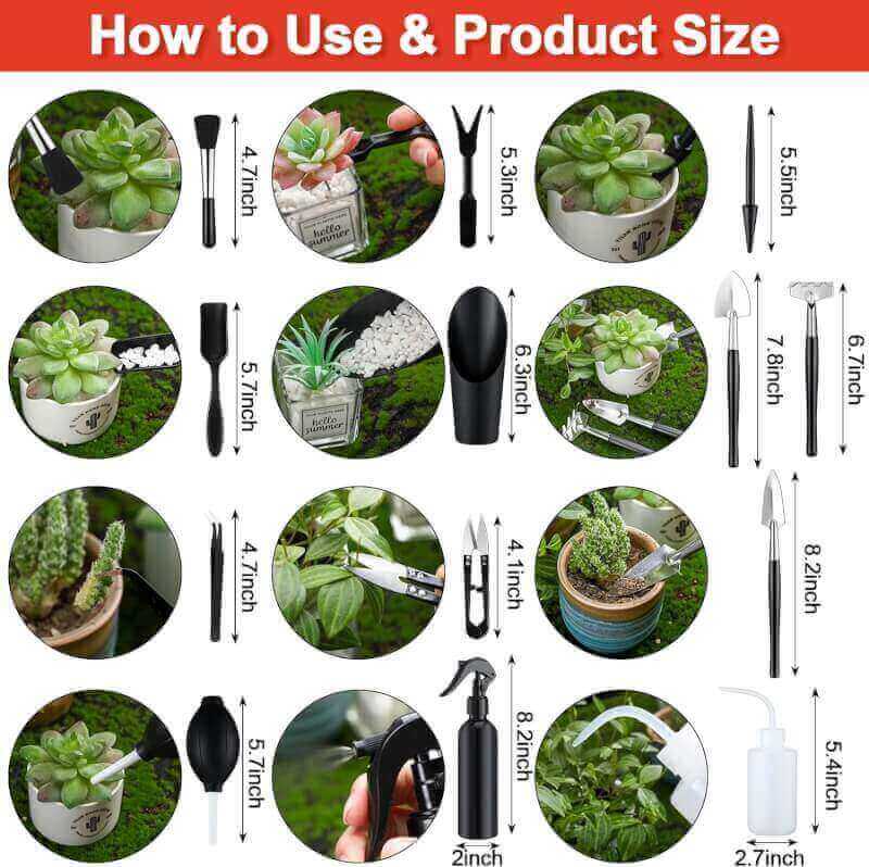 Umigy 3 Pcs Repotting Mat for Indoor Plants Portable Potting Tray with 30 Mesh Pads 13 Mini Garden Tools for Mess Control, 39.4 x 39.4, 29.5 x 29.5, 19.7 x 19.7 (Stylish Style)