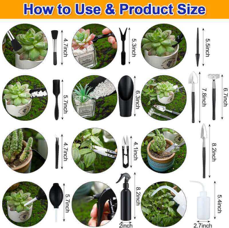 Umigy 3 Pcs Repotting Mat for Indoor Plants Portable Potting Tray with 30 Mesh Pads 13 Mini Garden Tools for Mess Control, 39.4 x 39.4, 29.5 x 29.5, 19.7 x 19.7 (Stylish Style)