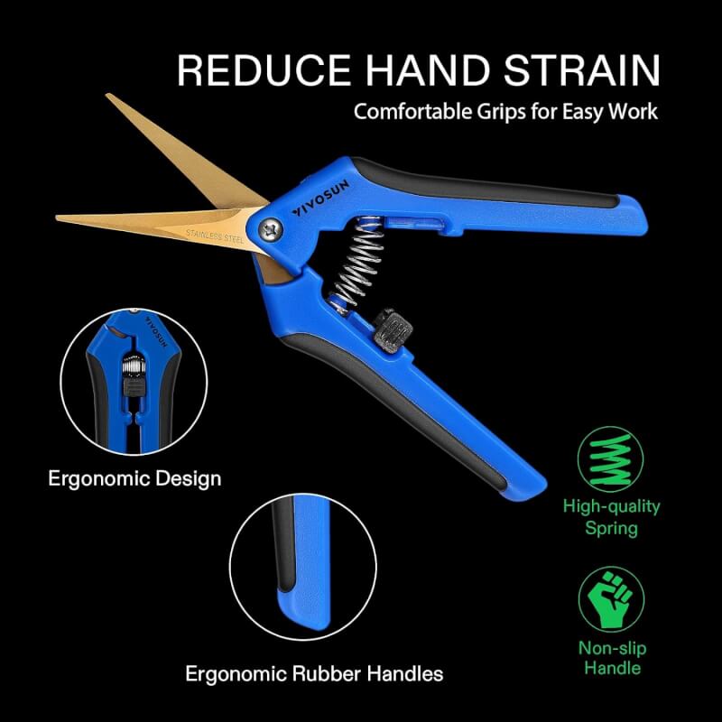 VIVOSUN 12-Pack 6.5 Inch Gardening Scissors Hand Pruner Pruning Shear with Straight Stainless Steel Blades Orange