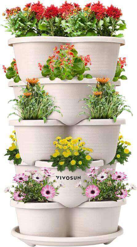 VIVOSUN 5 Tier Vertical Gardening Stackable Planter for Strawberries, Flowers, Herbs, Vegetables