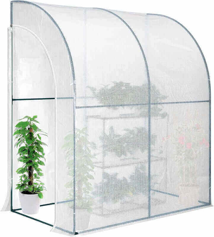 VIVOSUN 57x57x77-Inch Transparent Mini Walk-in Green House with Window and Anchor, Plant Garden Hot House 2 Tiers 8 Shelves, 4.7 x 4.7 x 6.4 FT
