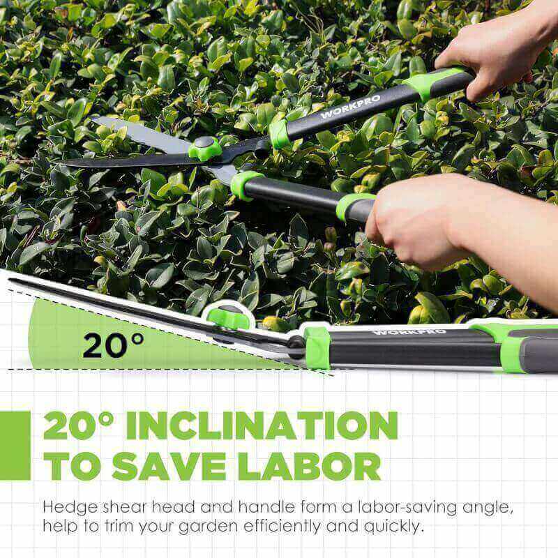 WORKPRO Hedge Shears, 23 Manual Hedge Trimmers with Wavy Blade  Ergonomic Comfortable Handle, Home Garden Pruner Hedge Clippers Perfect for Trimming Borders, Boxwood, and Tall Bushes