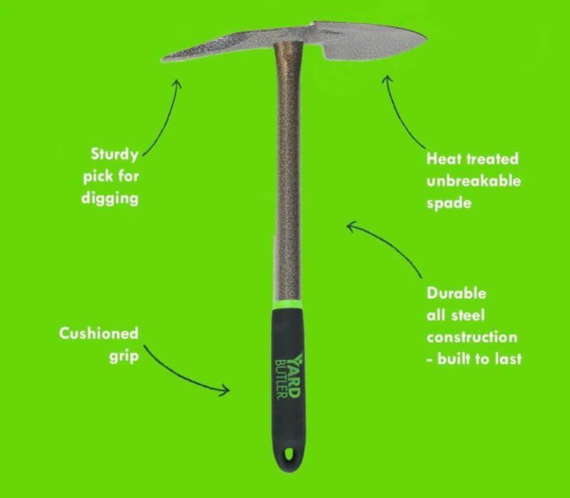 Yard Butler Terra Tiller - Durable Weeding  Tiller Gardening Tool - Ergonomic Grip for Weeding, Tilling  Digging - Dual-Action Head with Three Prongs  Beveled Edge