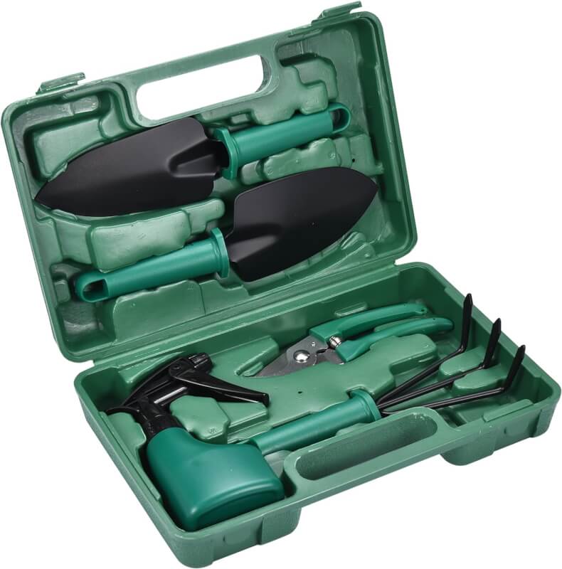 2wayz Garden Tool Set - 5-Piece Durable Gardening Hand Tools - 3x12x7-inch Gardening Kit with Portable Box and Carrying Case - Small Garden Planting Tools - Garden Essentials - Gift for Garden Lovers