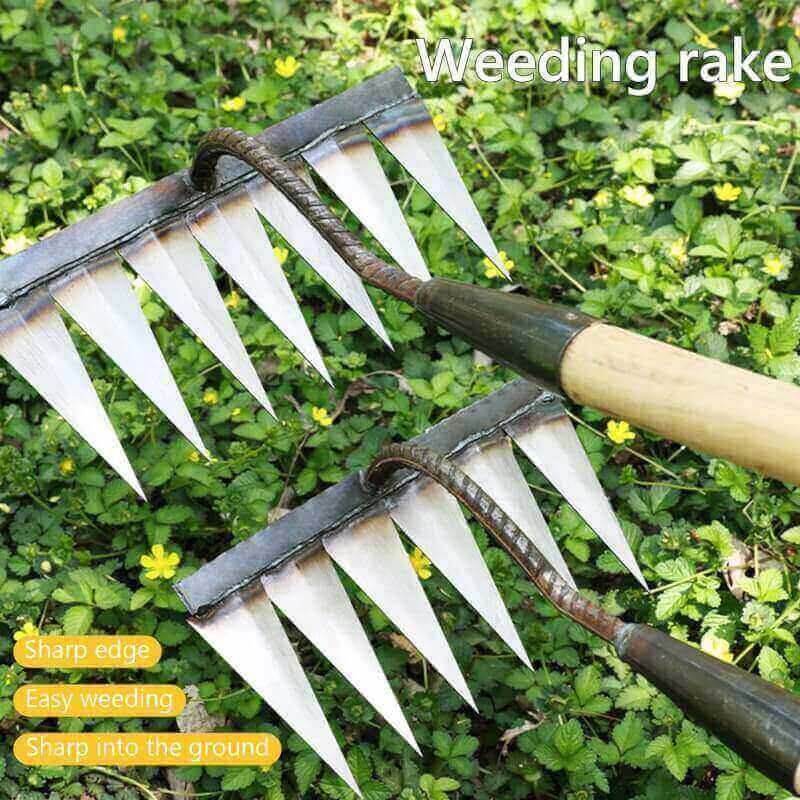 4pcs rake iron garden hand rake tool metal heavy duty weeding rake iron hoe rake for backyard gardening weeding loosenin 1