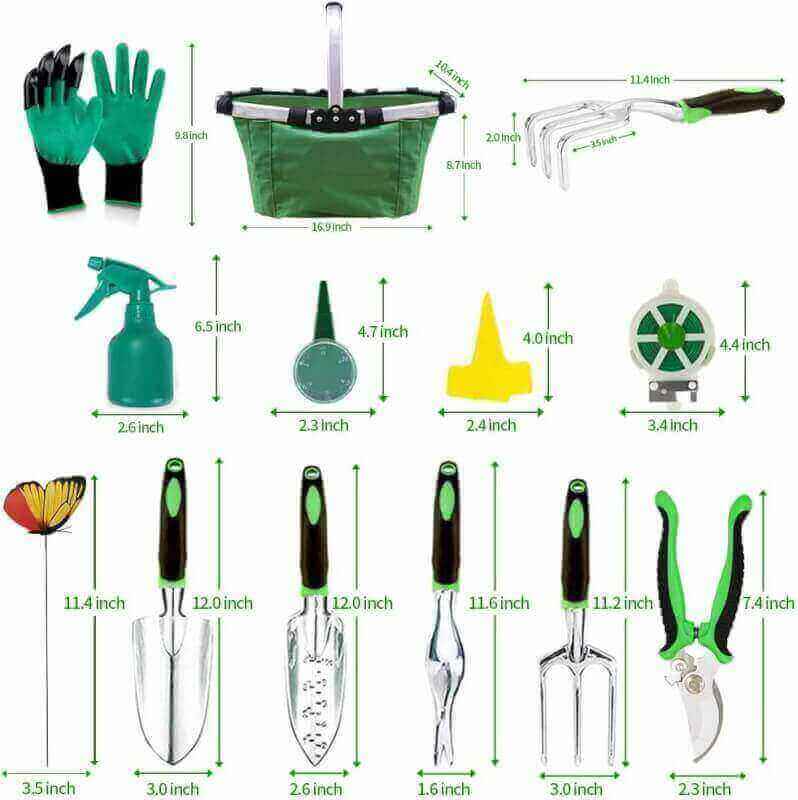 BESTHLS 40 Piece Garden Tool Set, Aluminum Hand Tool Kit, Garden Canvas Apron with Storage Pocket, Outdoor Tool, Heavy Duty Gardening Work Set with Ergonomic Handle, Gardening Tools for Women Men