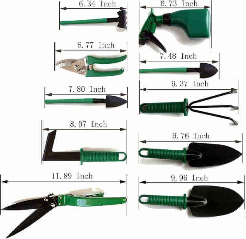BYUEE Gardening Tool Set, 10 Pieces Garden Hand Tools Gifts for Gardener (GTS - Green)