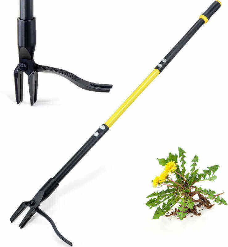 Jardineer Stand Up Weed Puller and Weeder Stick, Standing Weed Puller Tool with Long Handle, Easy Work Weed Remover Tool, Weed Grabber with Foot Pedal (43 Inch)