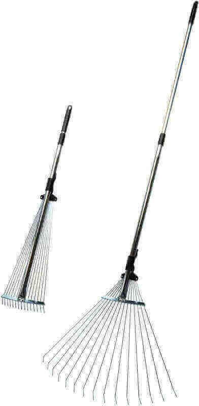 Kings County Tools Adjustable Garden  Leaf Rake | Collapsing Tines to Work Tight Areas | Telescoping Handle Extends to 5-Feet | Versatile and Lightweight | Expands to a 22” Spread