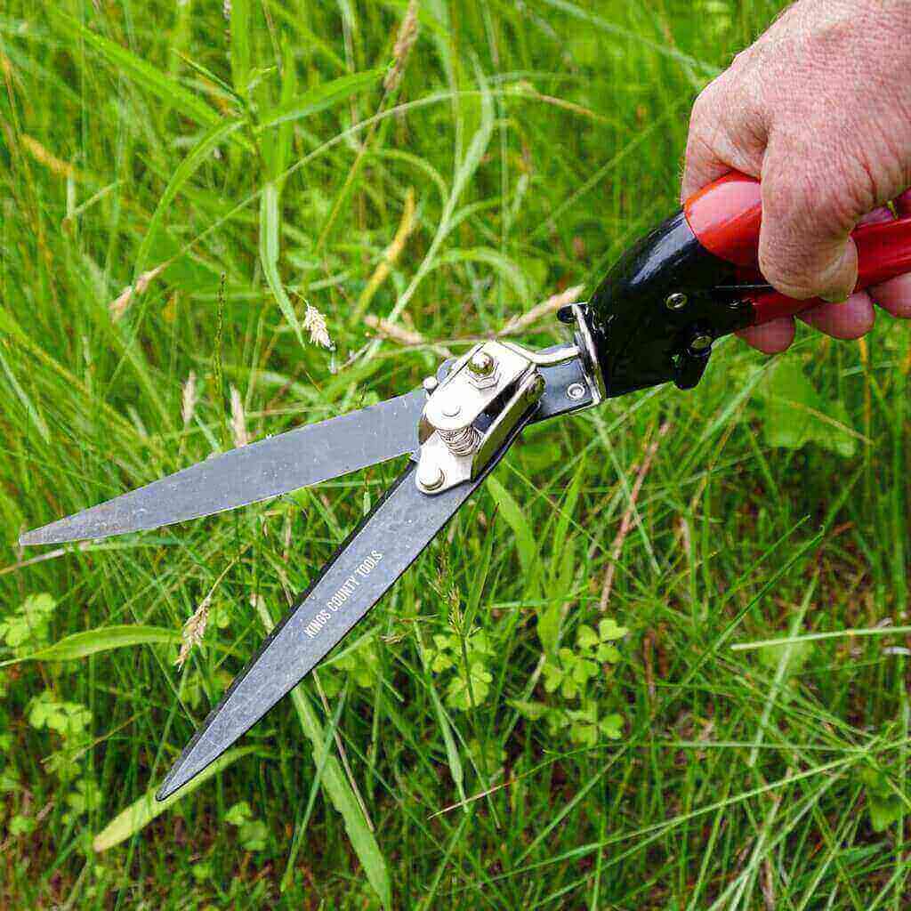 kings county tools grass trimming shears 5 14 steel blades rotating handle for angled cuts strong spring mechanism simpl 3