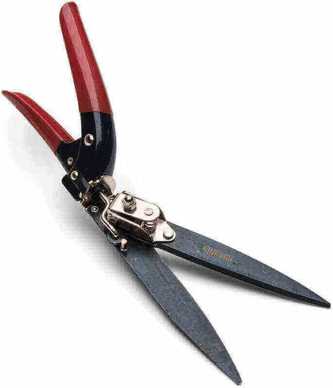 Kings County Tools Grass Trimming Shears | 5-1/4” Steel Blades | Rotating Handle for Angled Cuts | Strong Spring Mechanism | Simple  Secure Safety Lock | Made in Italy