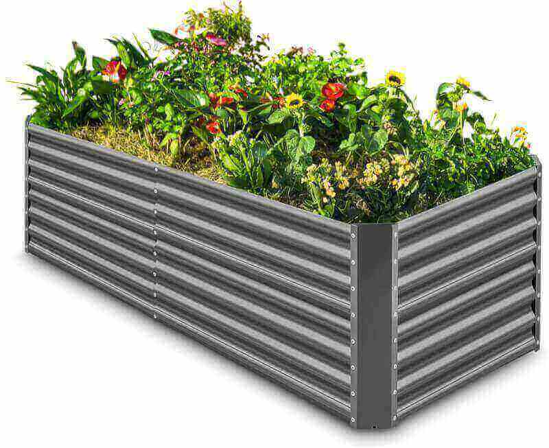 Land Guard 8×4×2 ft Galvanized Raised Garden Bed Kit, Galvanized Planter Raised Garden Boxes Outdoor, Large Metal Raised Garden Beds for Vegetables(Grey)…