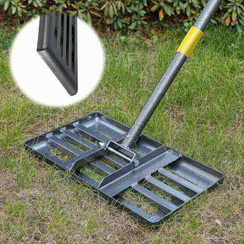 Lawn Leveling Rake with Smooth Eadge,Heavy Duty 17x10 Lawn Leveling Rake with 5FT Adjustable Handle for Yard Garden Lawn Leveling, Soil Sand Spreading Dirt Top Dressing, Small Lawn Level Tool