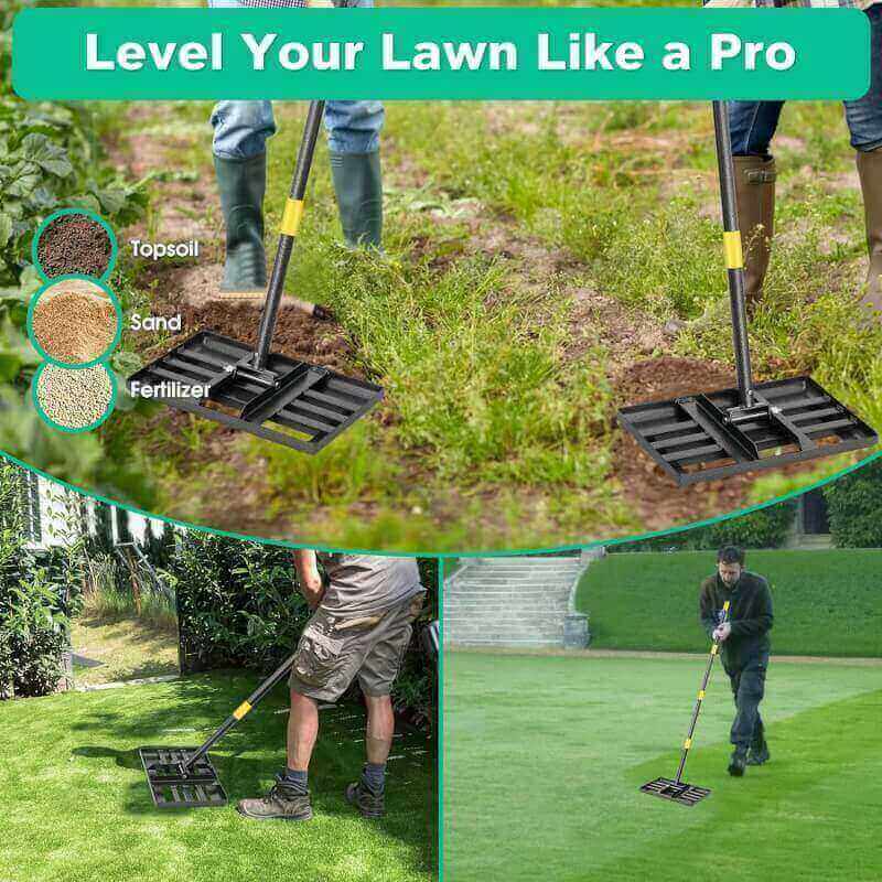 lawn leveling rake with smooth eadgeheavy duty 17x10 lawn leveling rake with 5ft adjustable handle for yard garden lawn 1 3