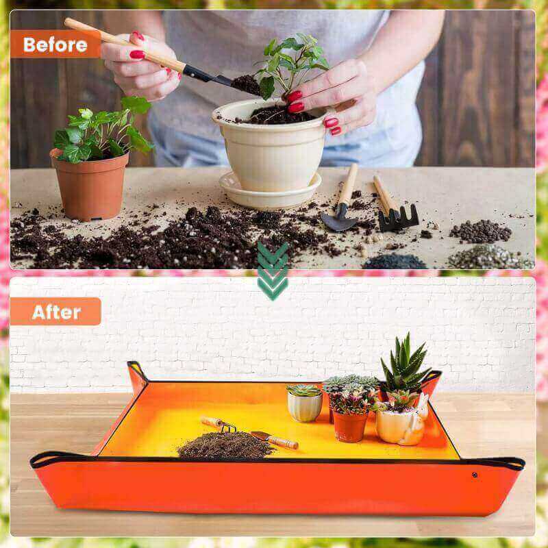 Onlysuki 3PCS 39.5 x 31.5 Large Repotting Mat for Indoor Plant Care Control Dirt Portable Potting Tray Gardening Gifts for Women Men